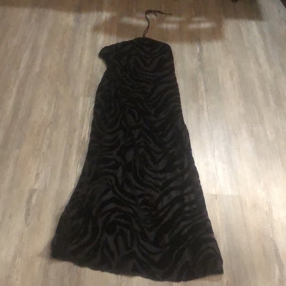 Anine Bing Leanne black maxi dress zebra burnout velvet texture size L NWT - Picture 4 of 11
